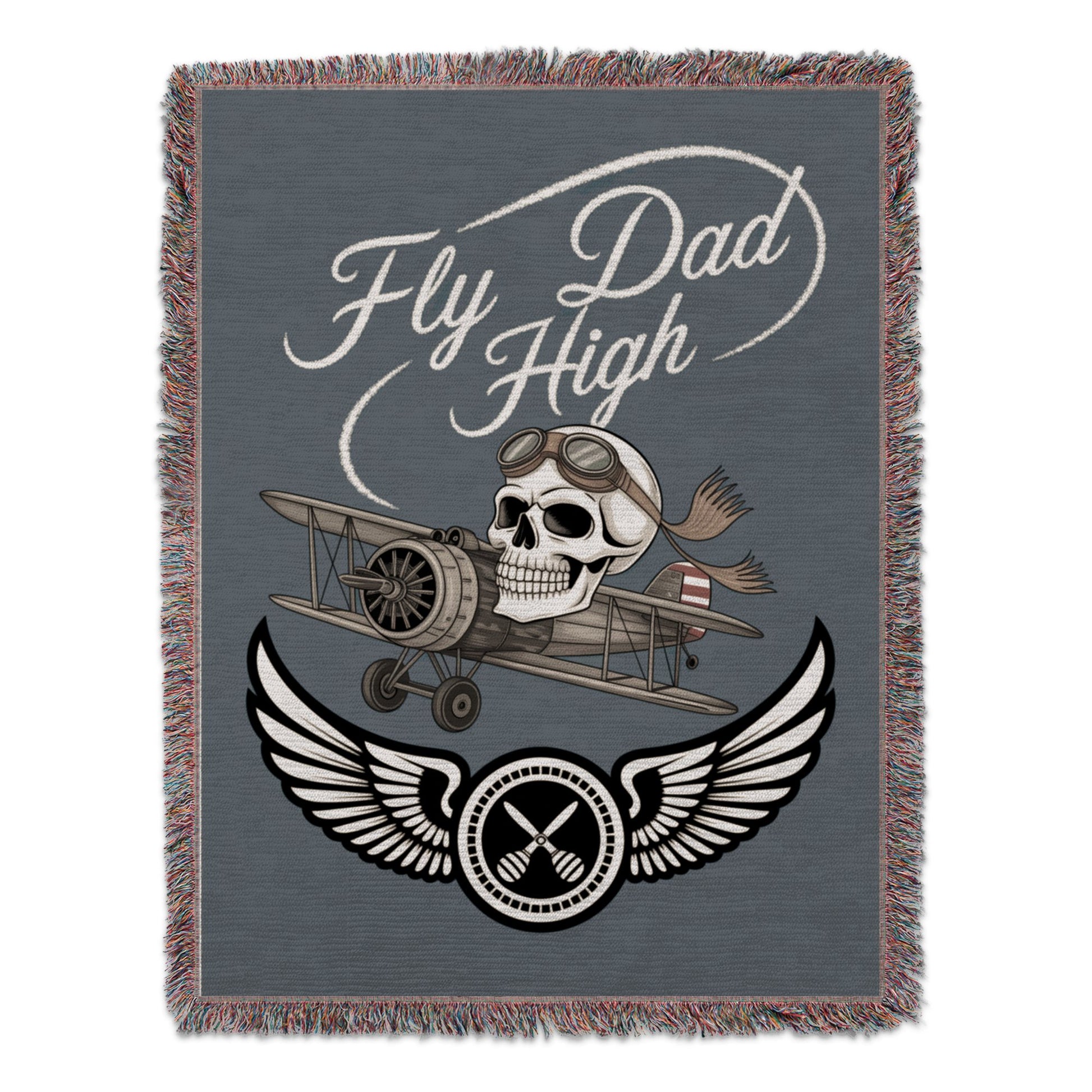 Fly Dad High Skull and Wings Aviation Blanket product