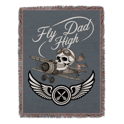Fly Dad High Skull and Wings Aviation Blanket product