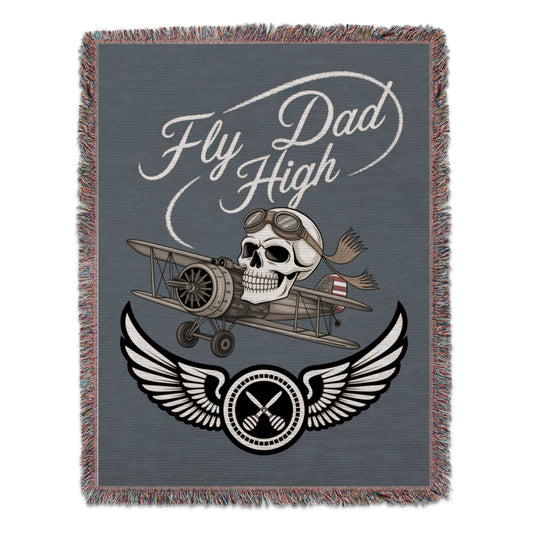 Fly Dad High Skull and Wings Aviation Blanket product
