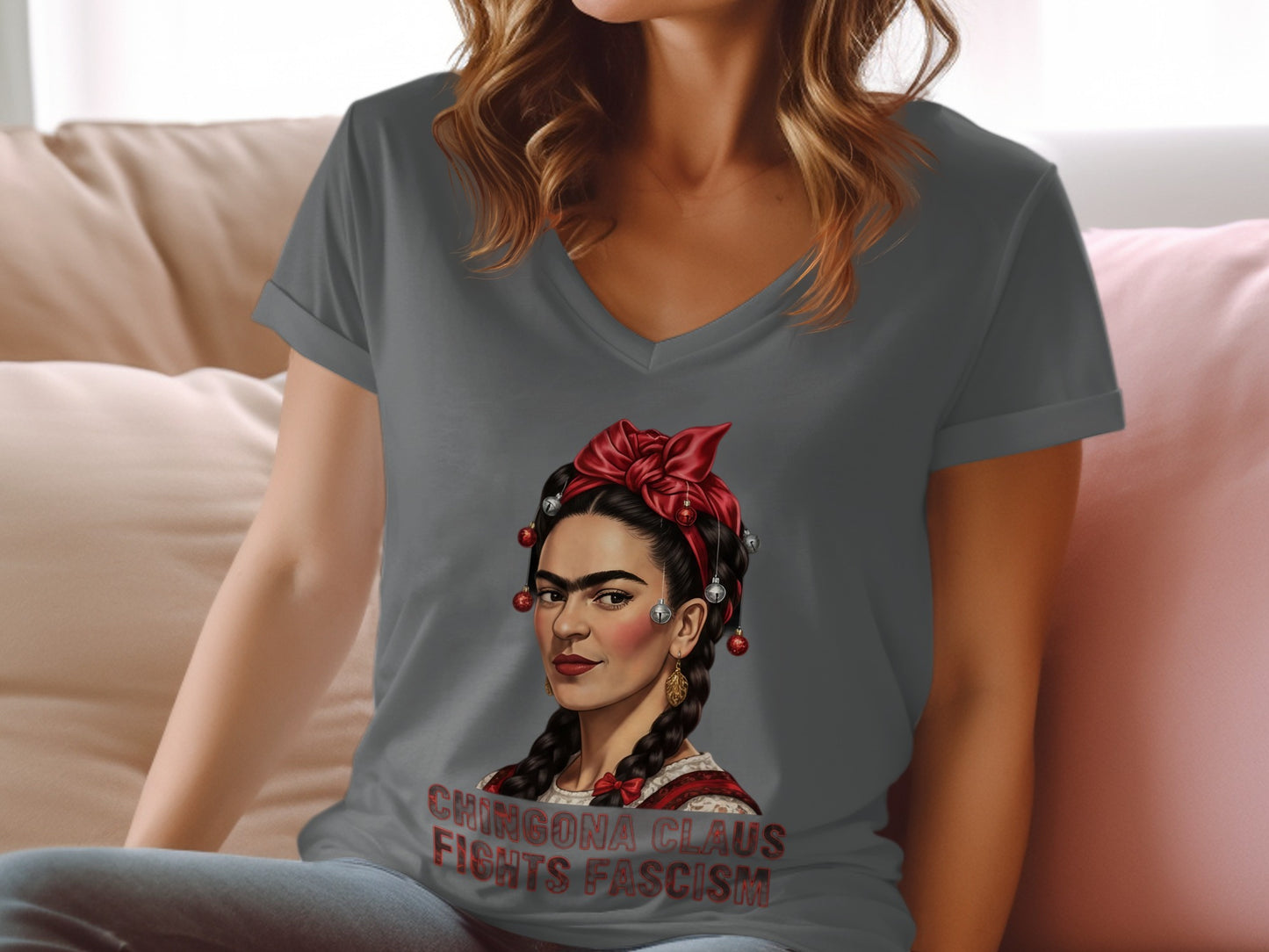 Chingona Claus Fights Fascism Graphic Tee