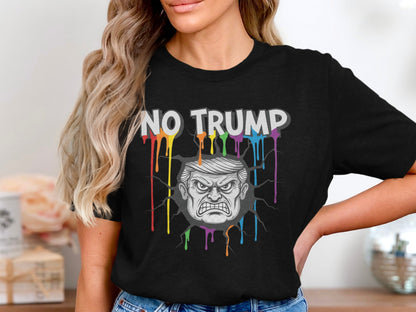 No Trump Angry Face Dripping Rainbow T-Shirt product
