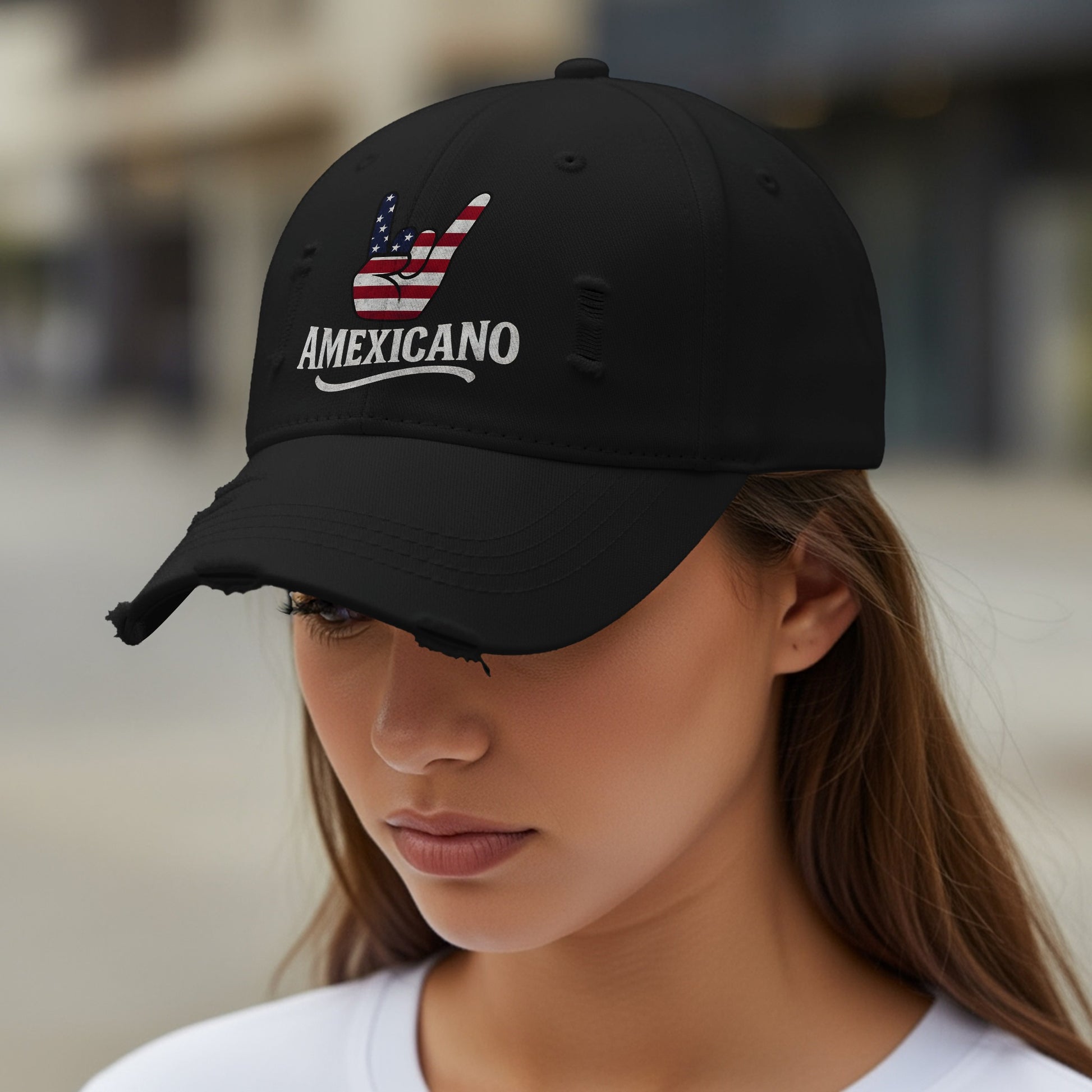 Distressed Amexicano Black Cap with American Flag Logo product