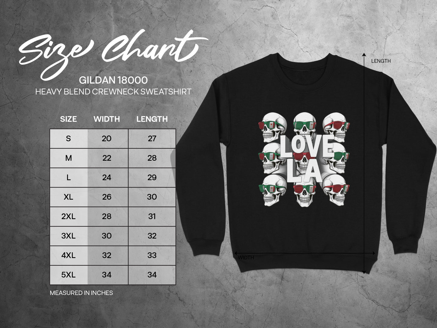 LOVE LA Skull Design Crewneck Sweatshirt product
