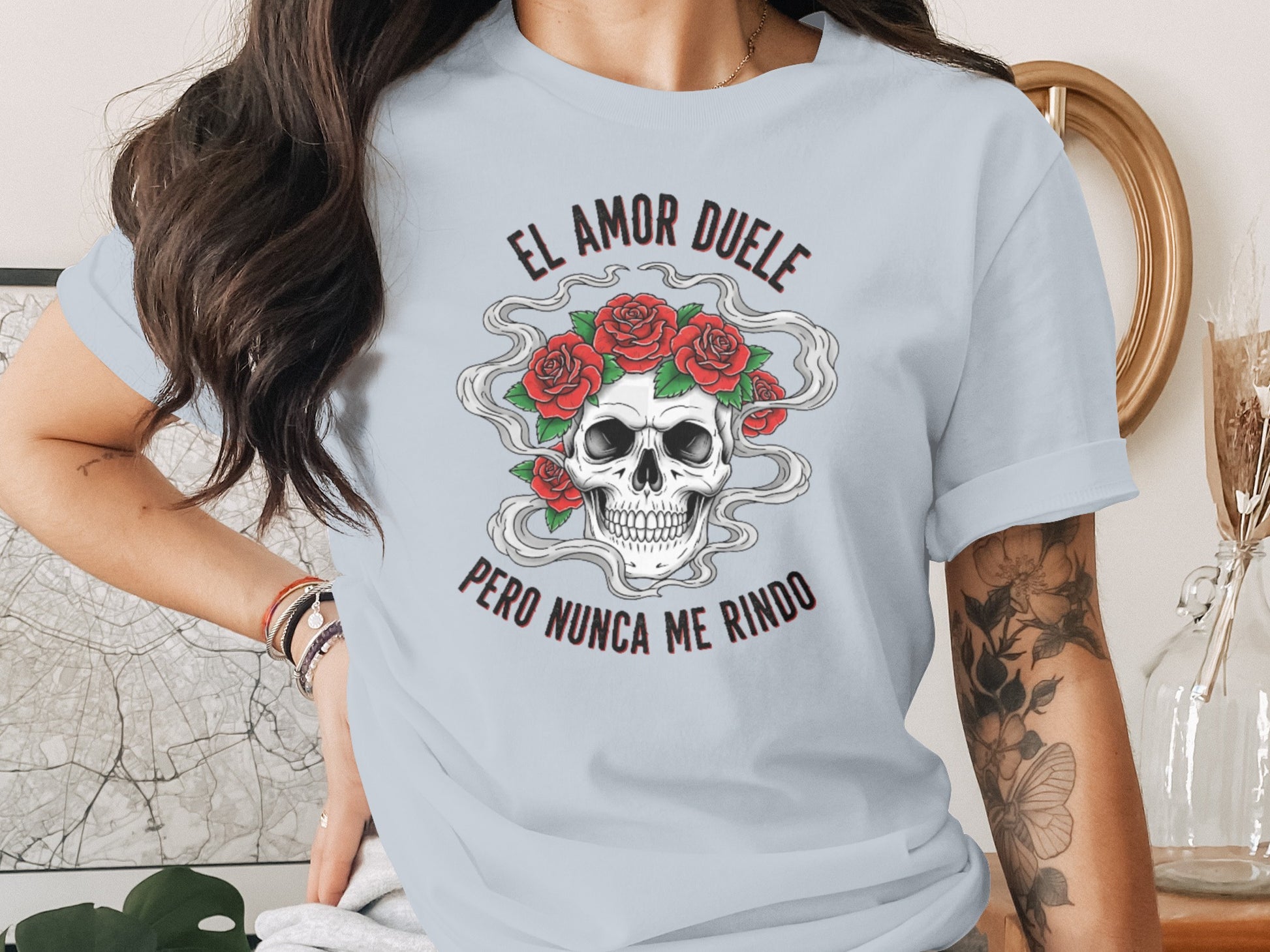 El Amor Duele Skull Roses Graphic Tshirt product