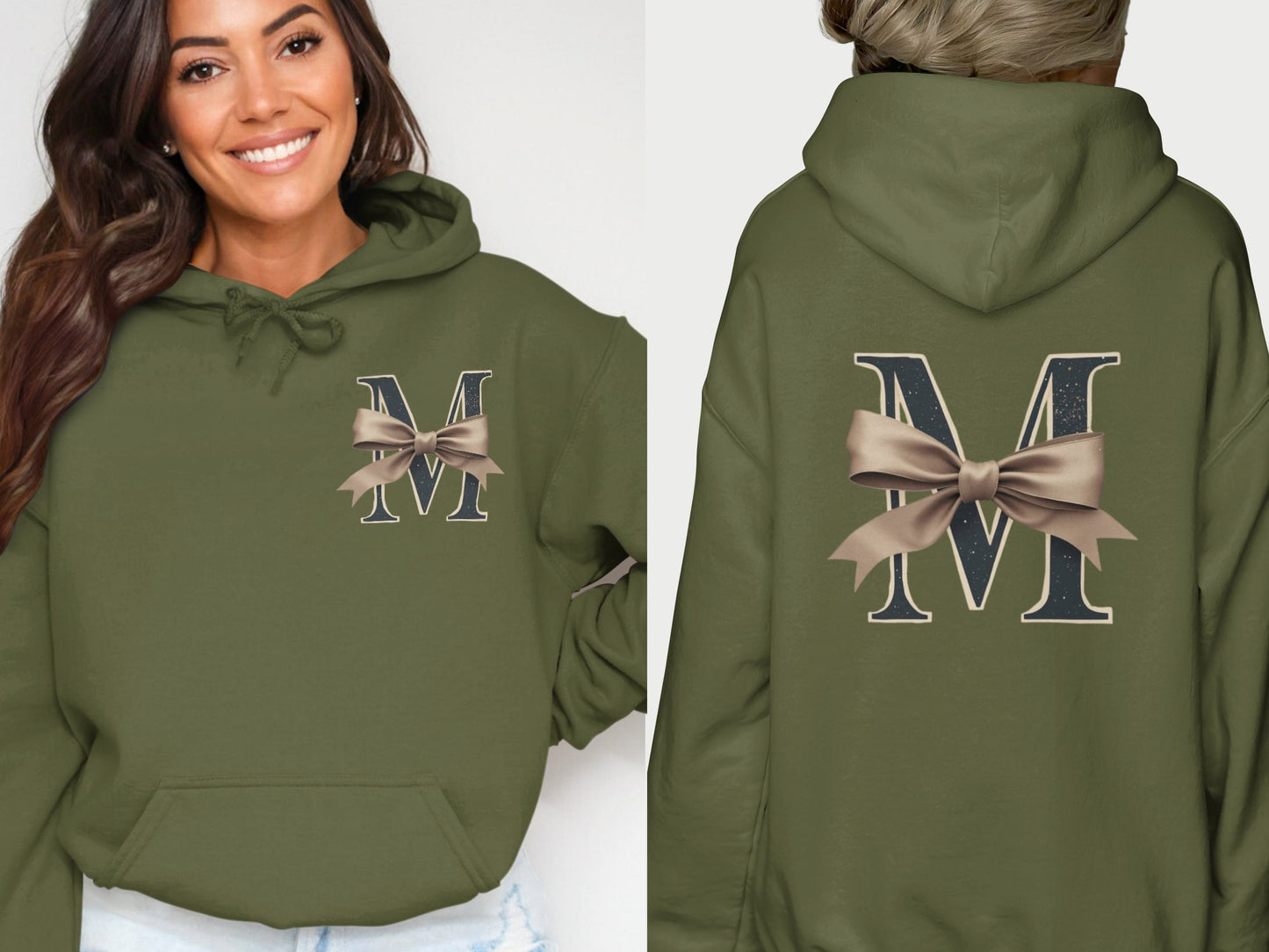 Personalized Letter M Hoodie with Bow Design product type