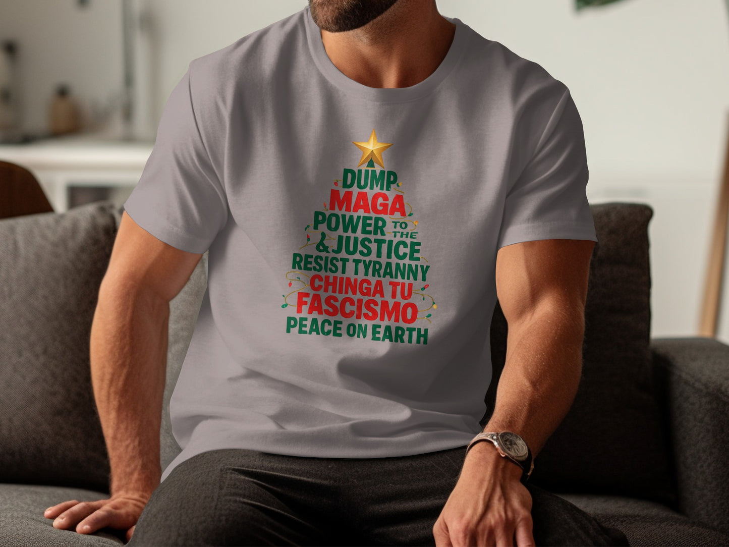 Christmas Tree Design Peace on Earth T-Shirt