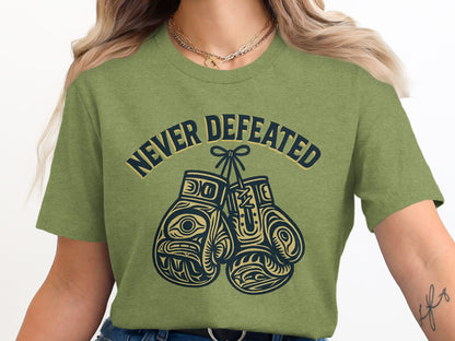Never Defeated Boxing Gloves Graphic T-shirt product type
