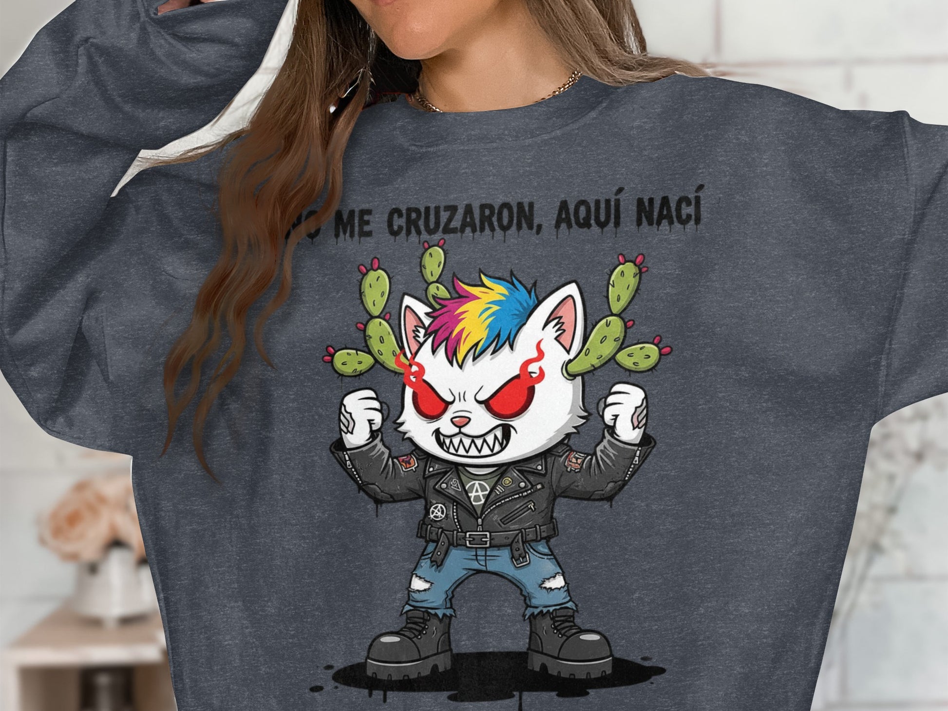 Fun Cat Character Graphic Cozy Oversized Sweatshirt product type
