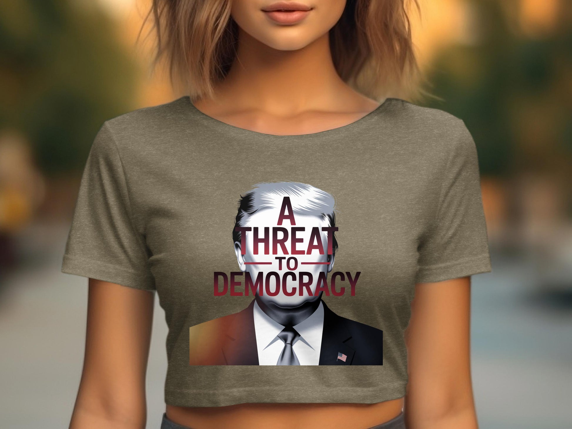 A Threat to Democracy Graphic Crop Top product