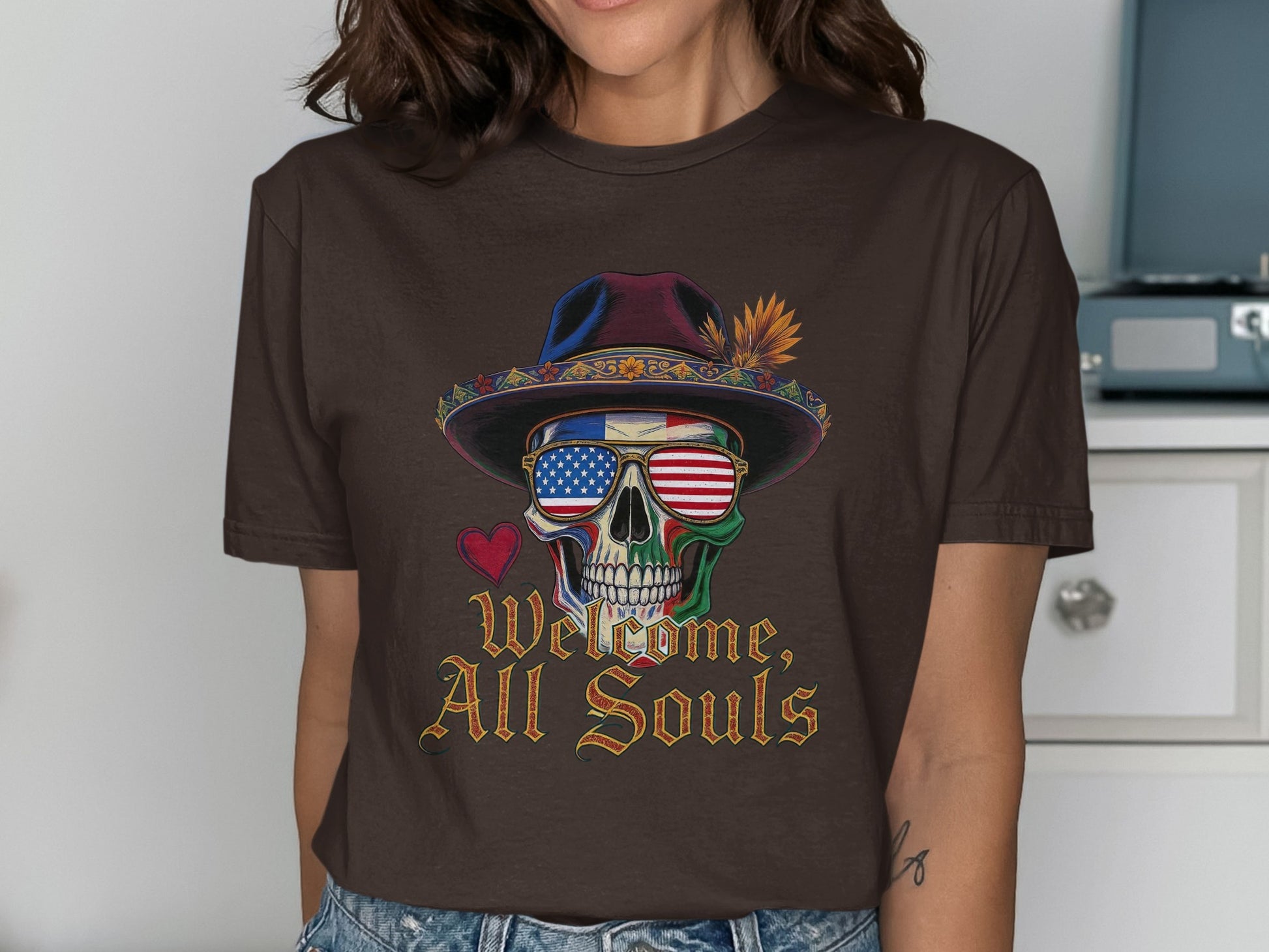 Welcome All Souls Skull American Flag Sunglasses product type