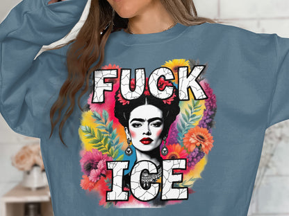 Bold Artistic Sweatshirt with Colorful Flowers Design