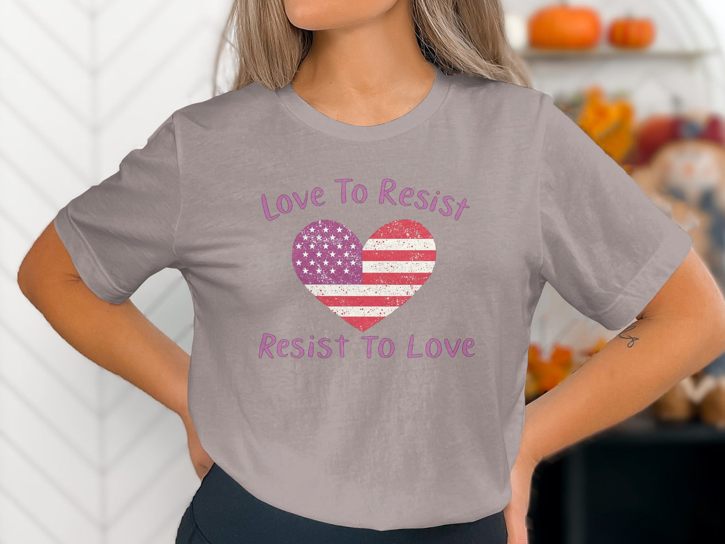Love To Resist Resist To Love Heart Graphic Shirt