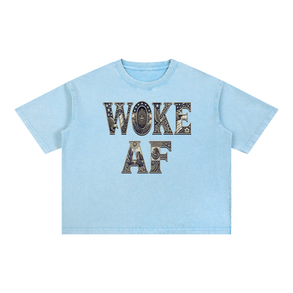 Woke AF with subtle fdt Mineral Wash Boxy Cotton T-Shirt