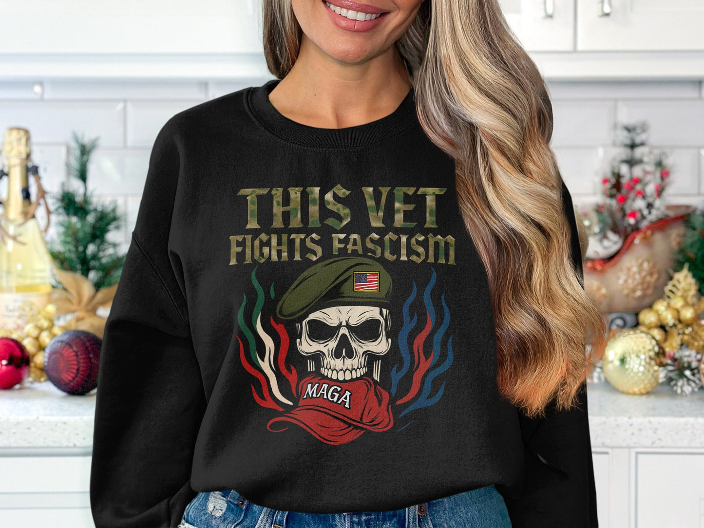 This Vet Fights Fascism Graphic Hoodie product