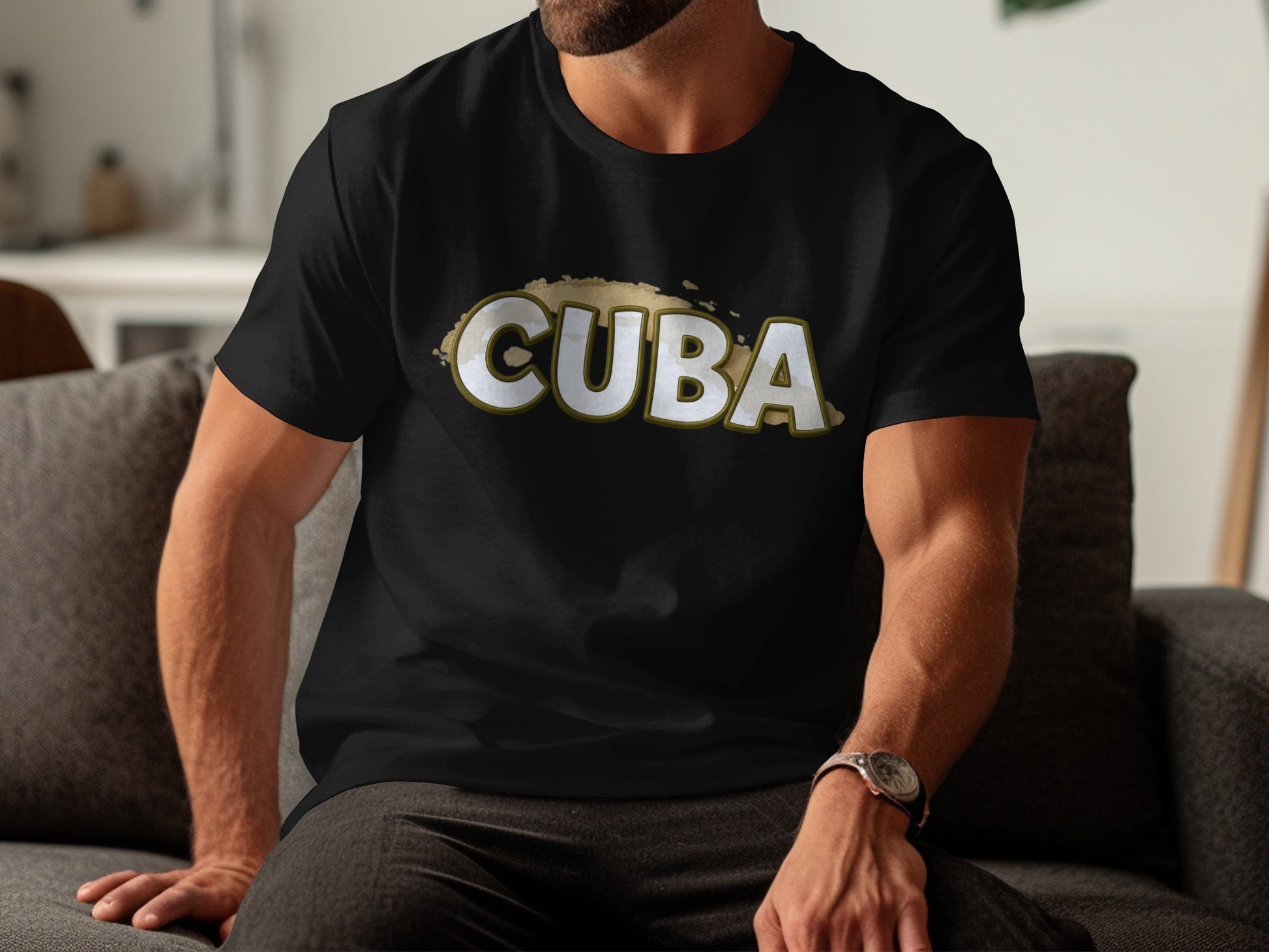 Stylish CUBA Design on Black T-Shirt product type