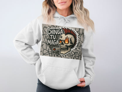 Chinga Tu Maga Punk Skull Graphic Hoodie product
