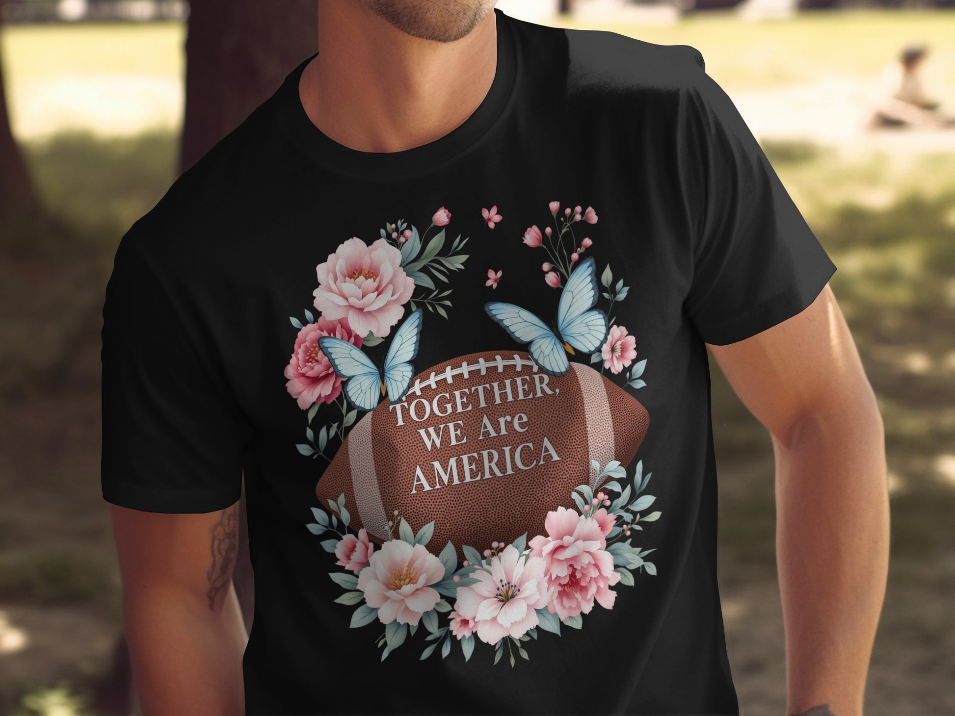 Together We Are America with Flowers and Butterflies Shirt