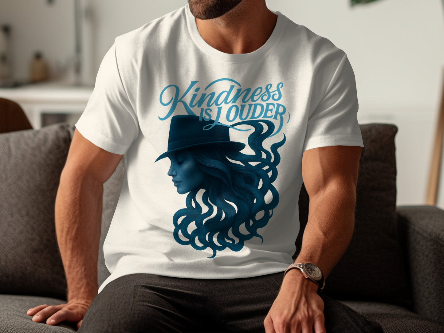 Kindness Is Louder Shirt with Blue Hat Woman Design