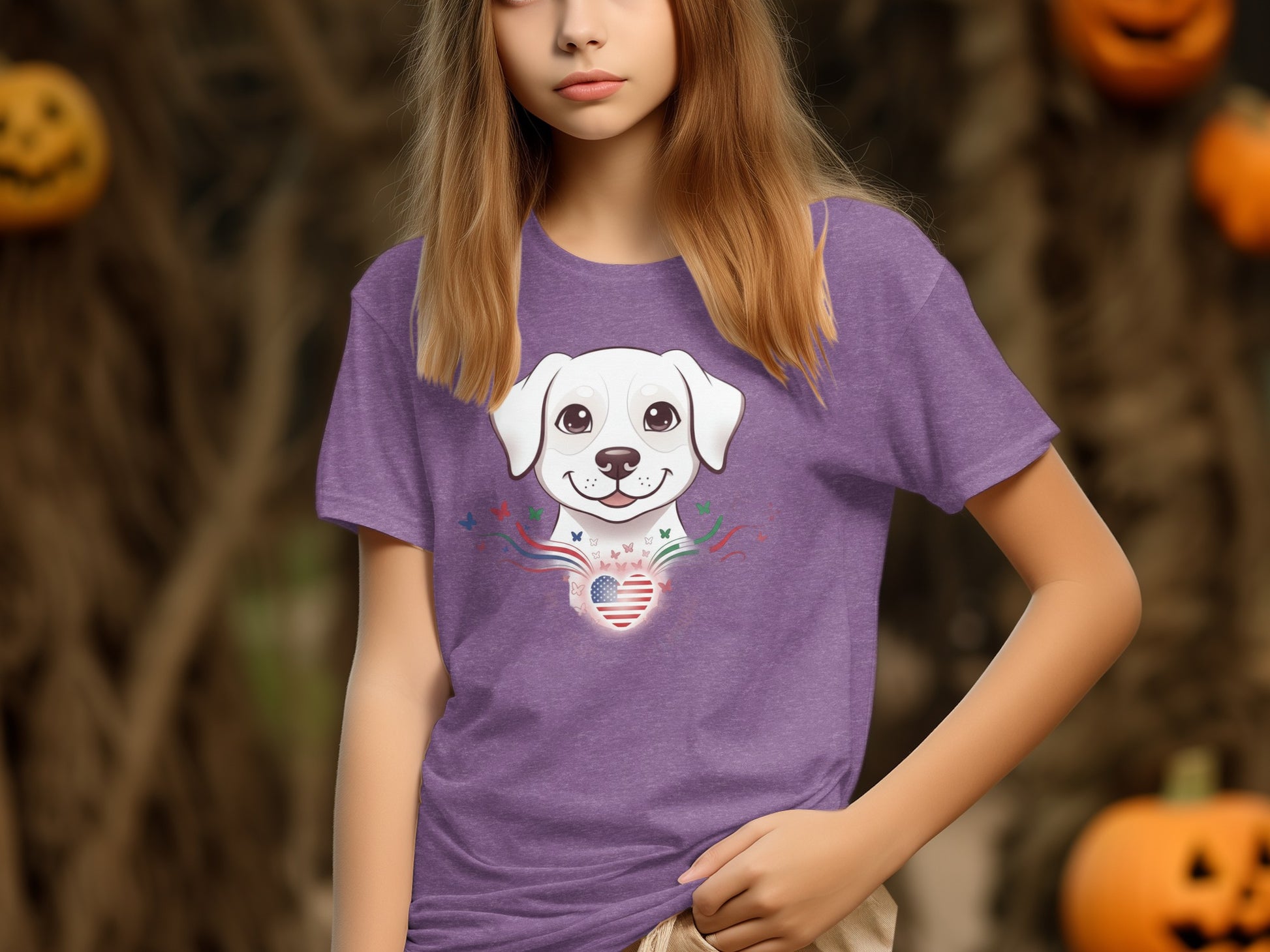 Cute Puppy Print Purple T-Shirt Perfect for Dog Lovers