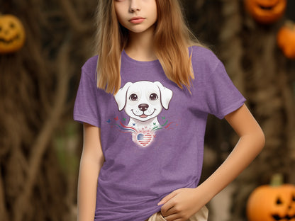 Cute Puppy Print Purple T-Shirt Perfect for Dog Lovers