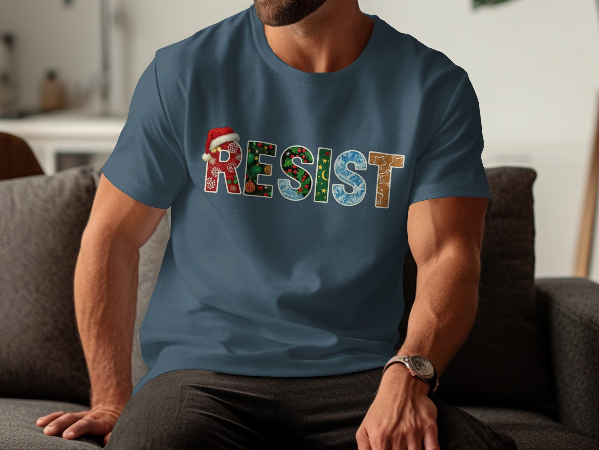 Resist Holiday Theme Graphic T-Shirt