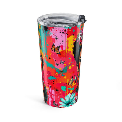 Colorful Butterfly and Floral Art Tumbler