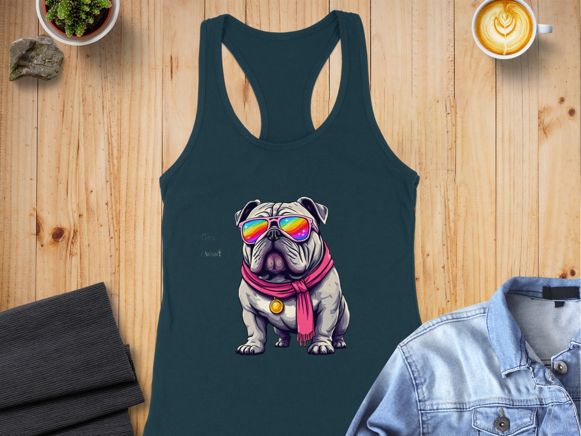 Cool Bulldog with Sunglasses Graphic Tank Top product type