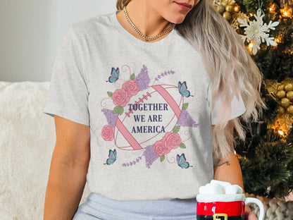 Together We Are America Floral Football T-Shirt