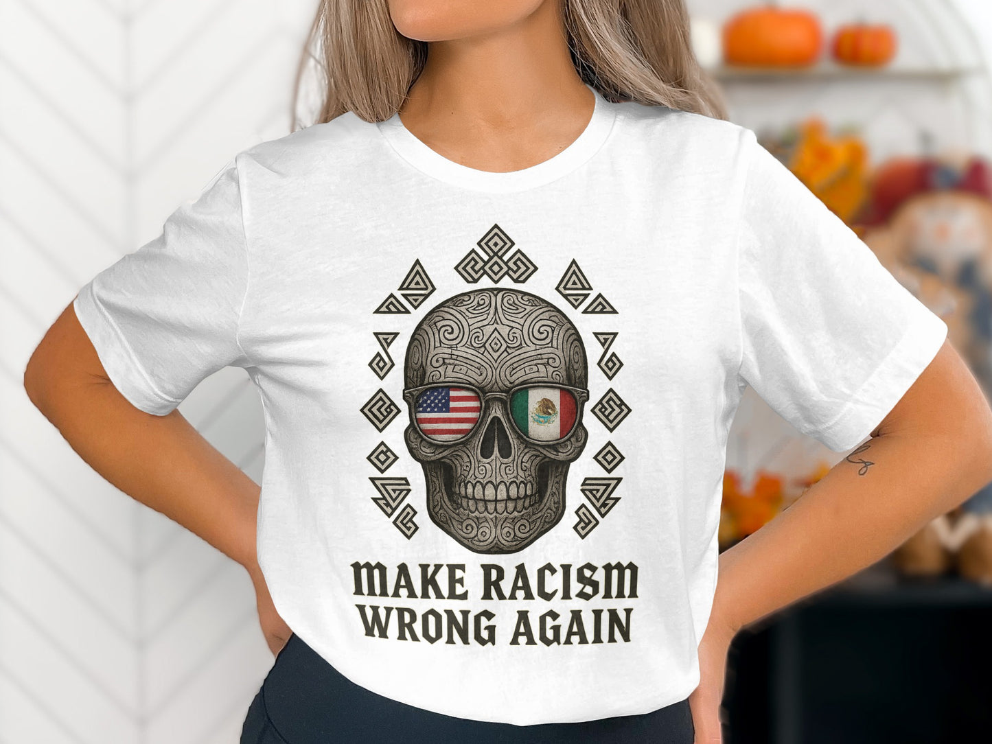 Make Racism Wrong Again Skull Design Shirt