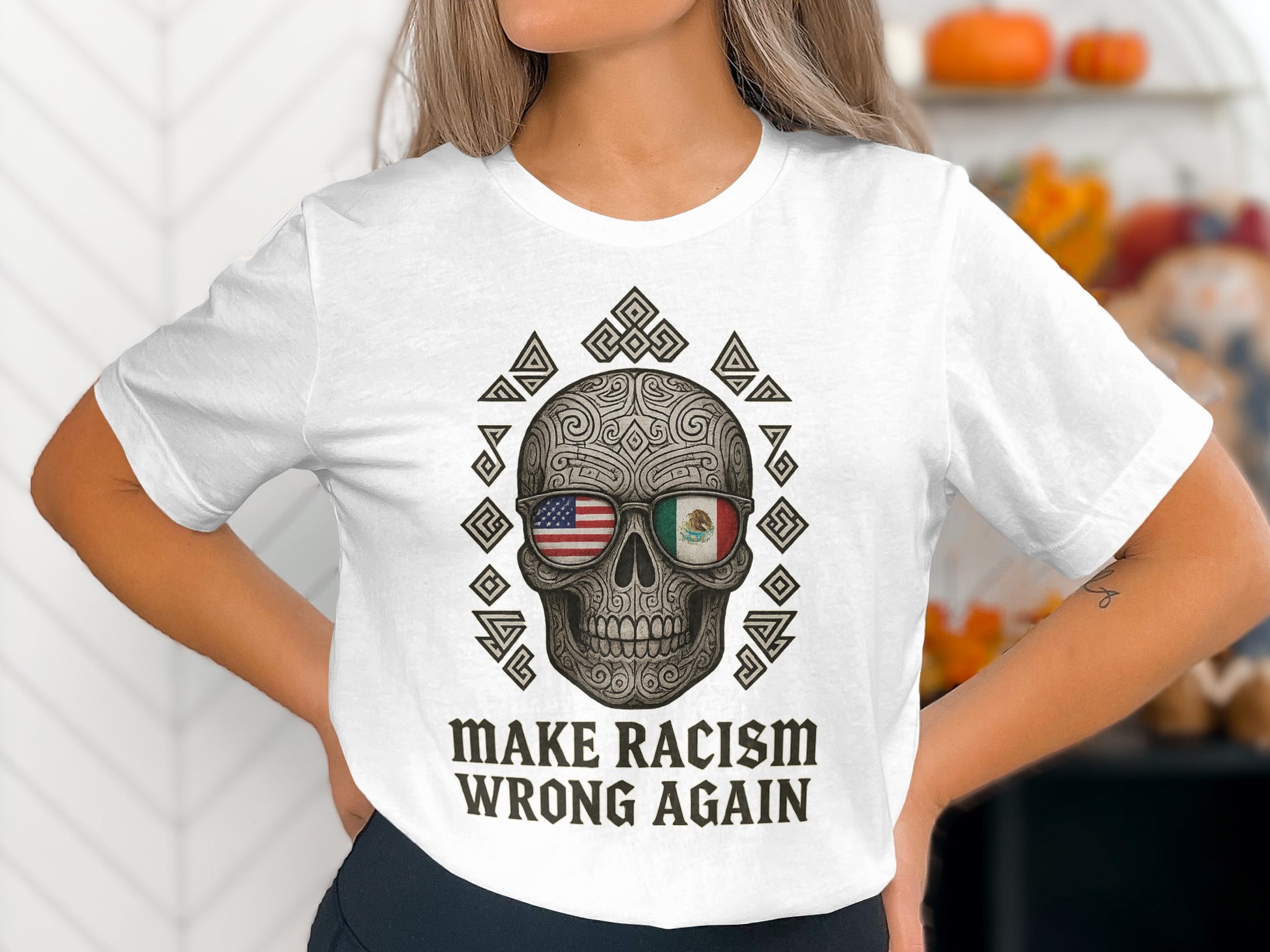 Make Racism Wrong Again Skull Design Shirt