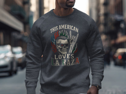 This American Loves La Raza skull graphic product