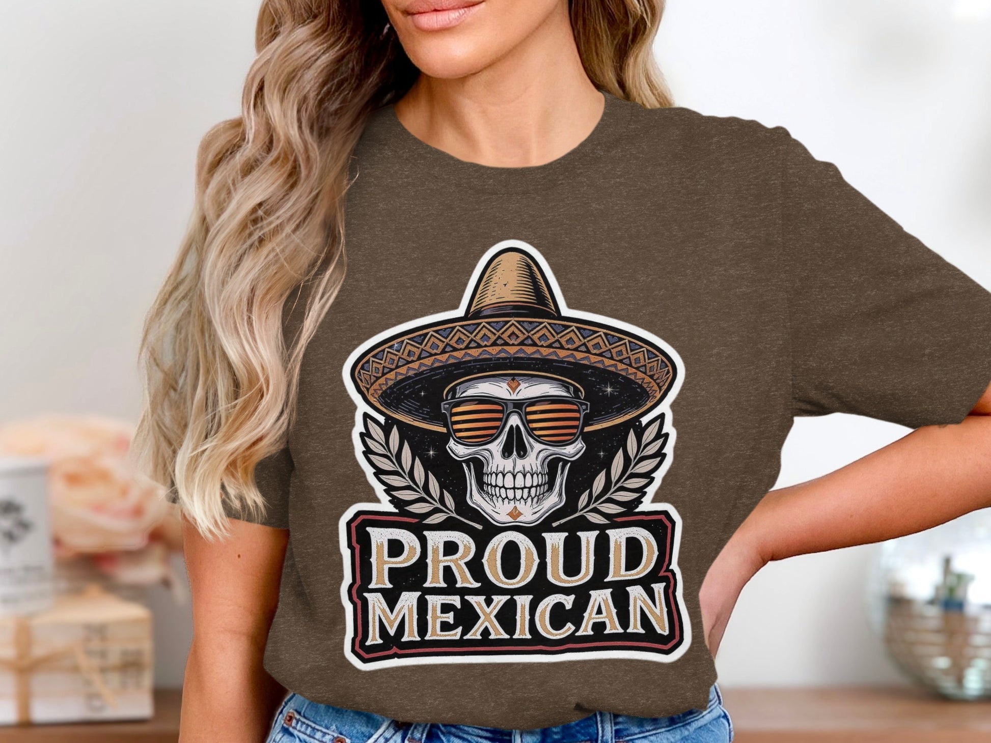 Proud Mexican Skull Design T-Shirt Apparel product
