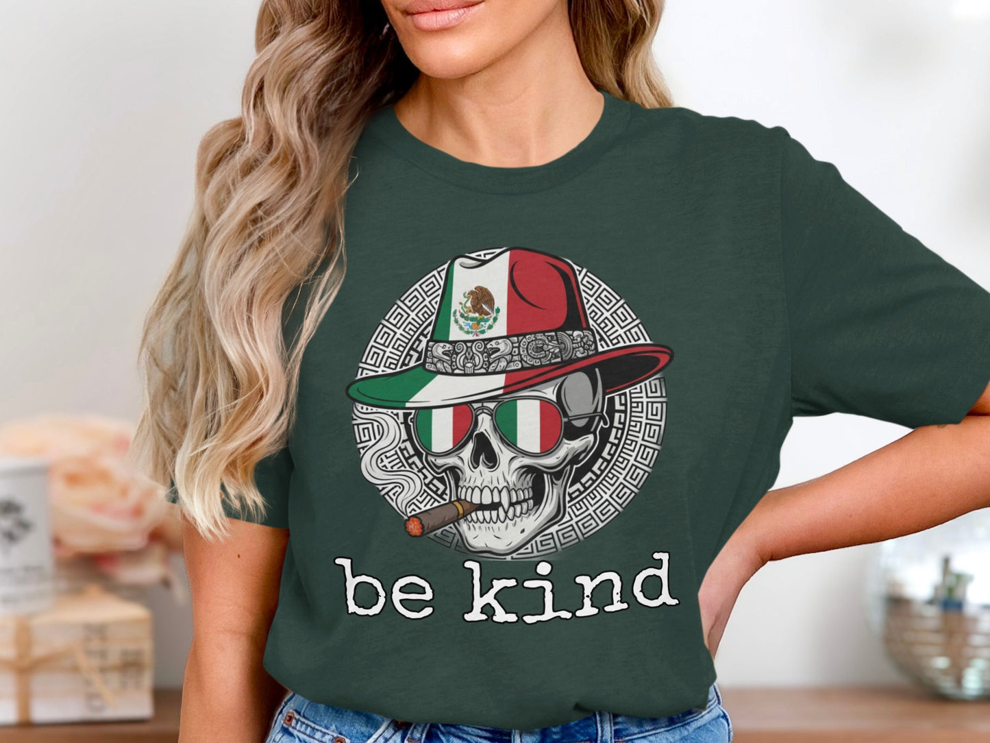 Be Kind Skull with Hat and Sunglasses T-shirt