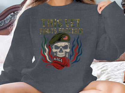 This Vet Fights Fascism Skull Graphic Shirt product