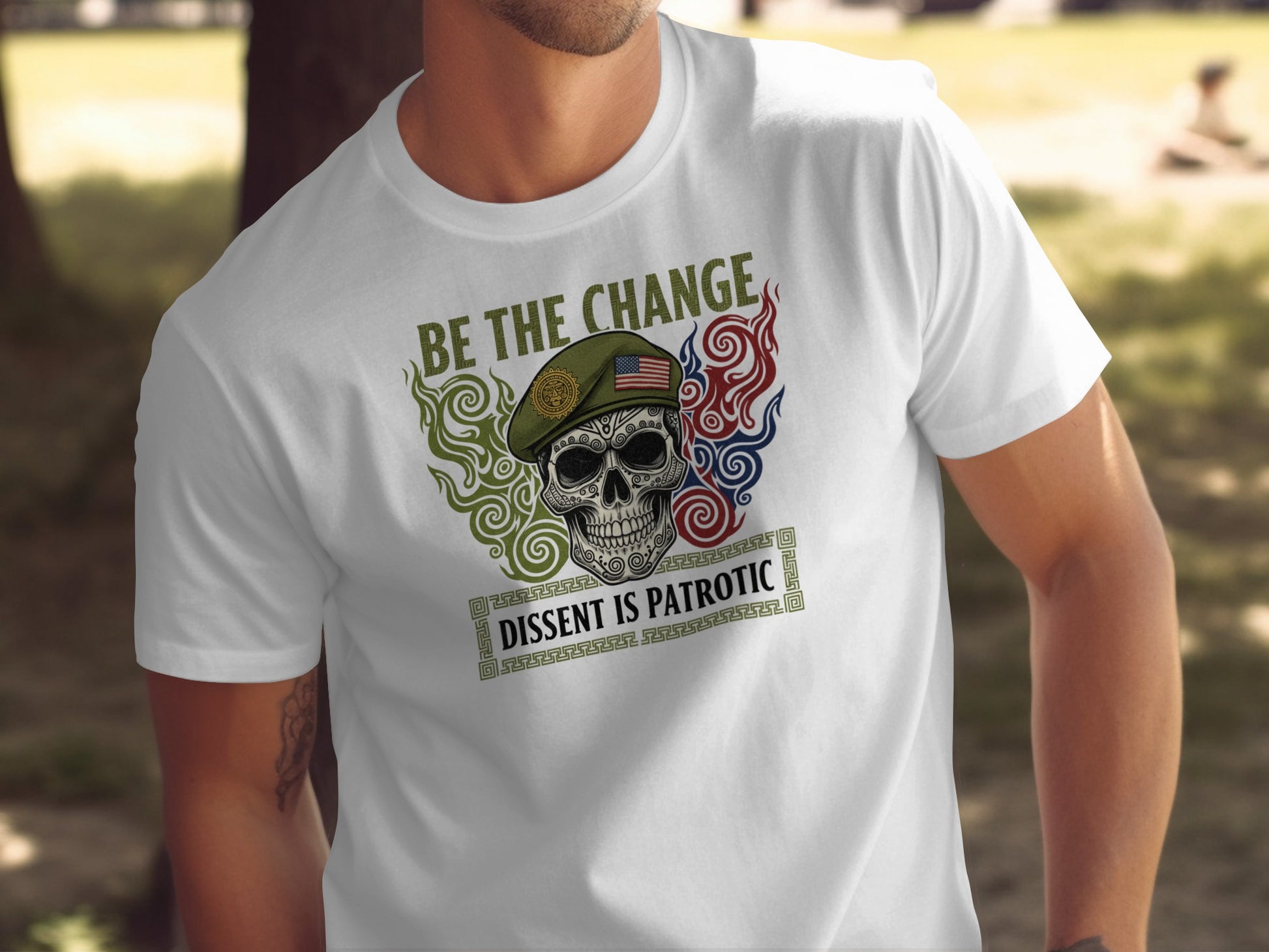 Dissent Is Patriotic Military Skull Graphic T-shirt
