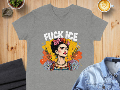 Artistic Face with Floral Accents Graphic T-Shirt