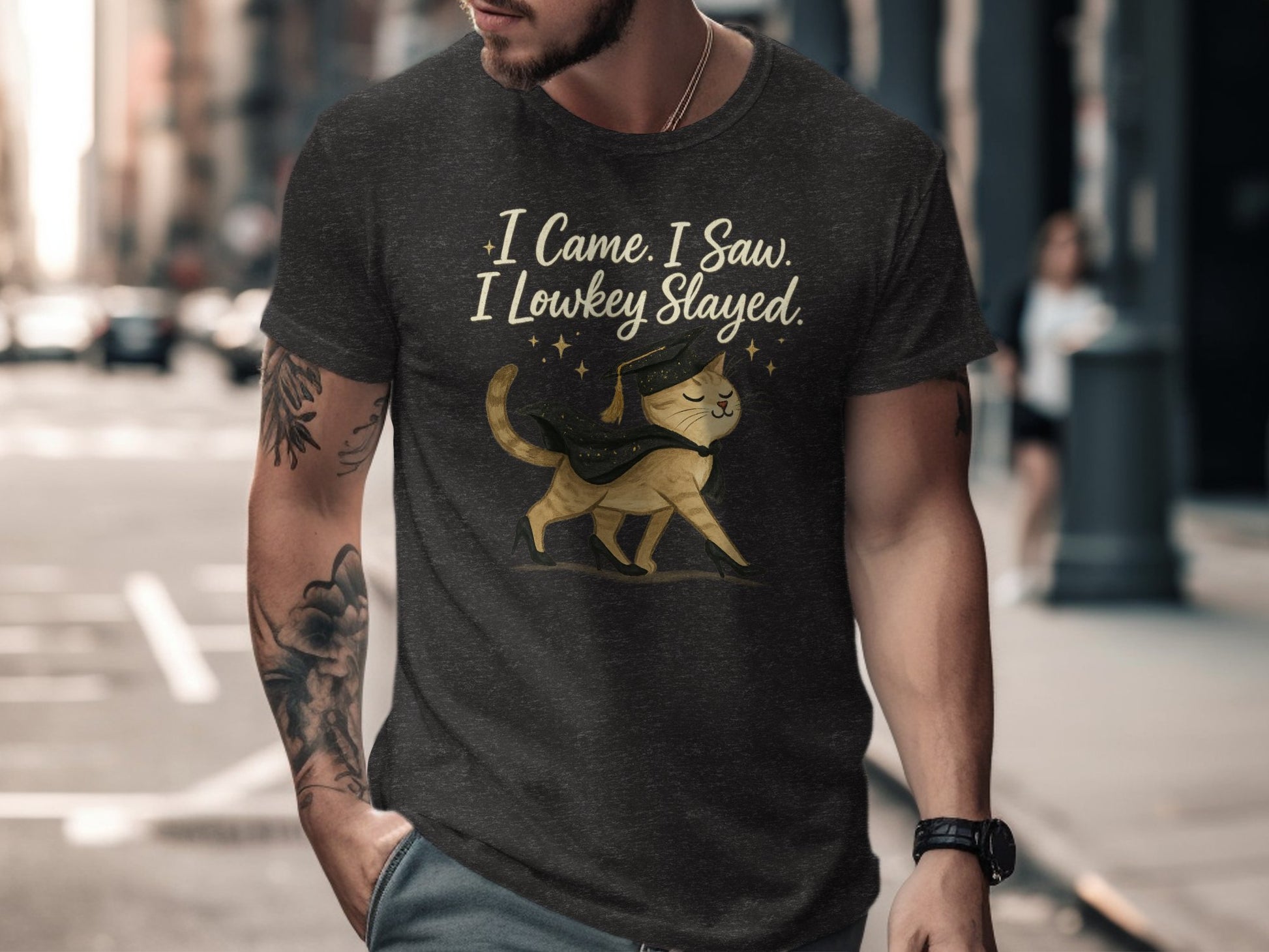 I Came I Saw I Lowkey Slayed Cat Graphic T-shirt product