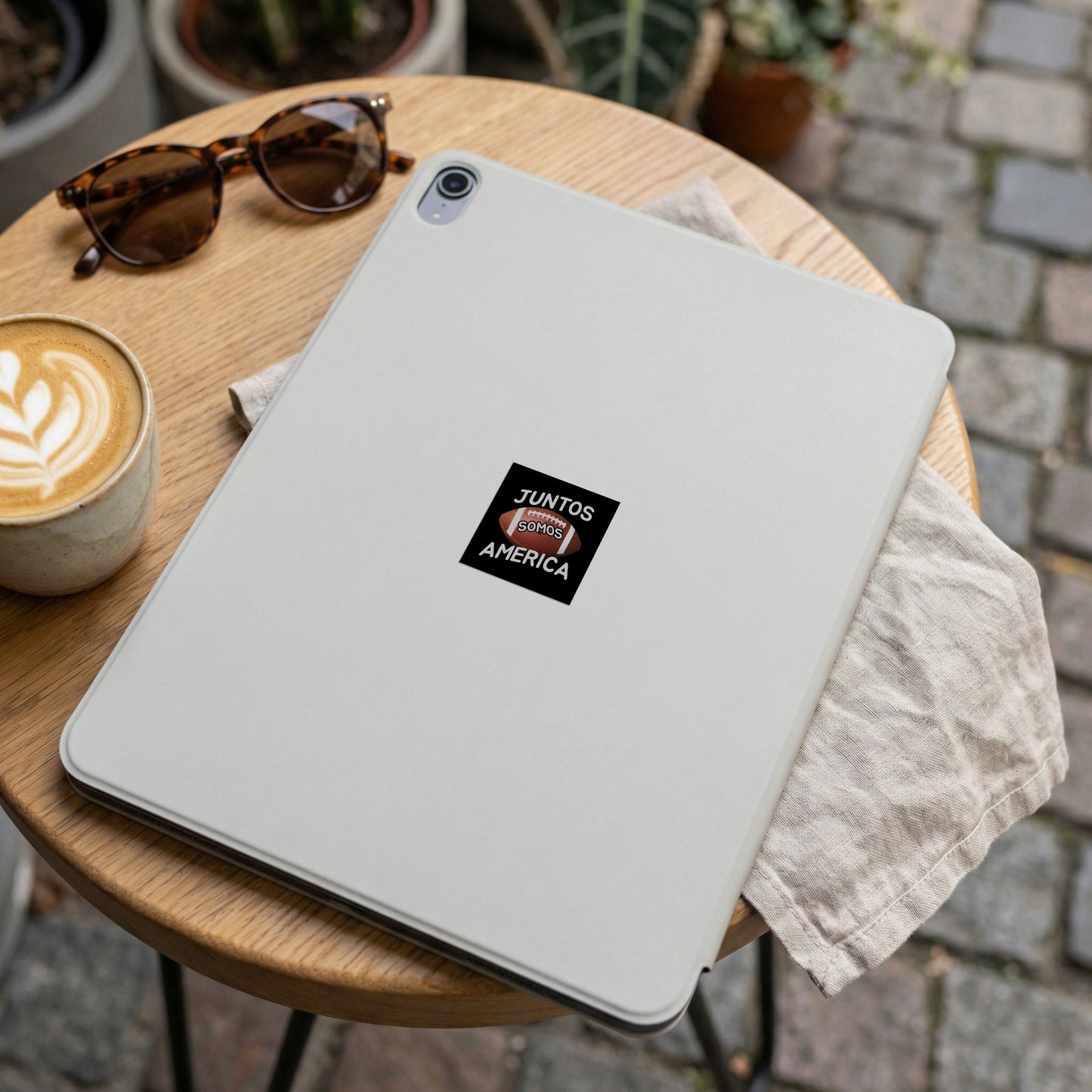 Juntos Somos America Sticker on Tablet Custom Design