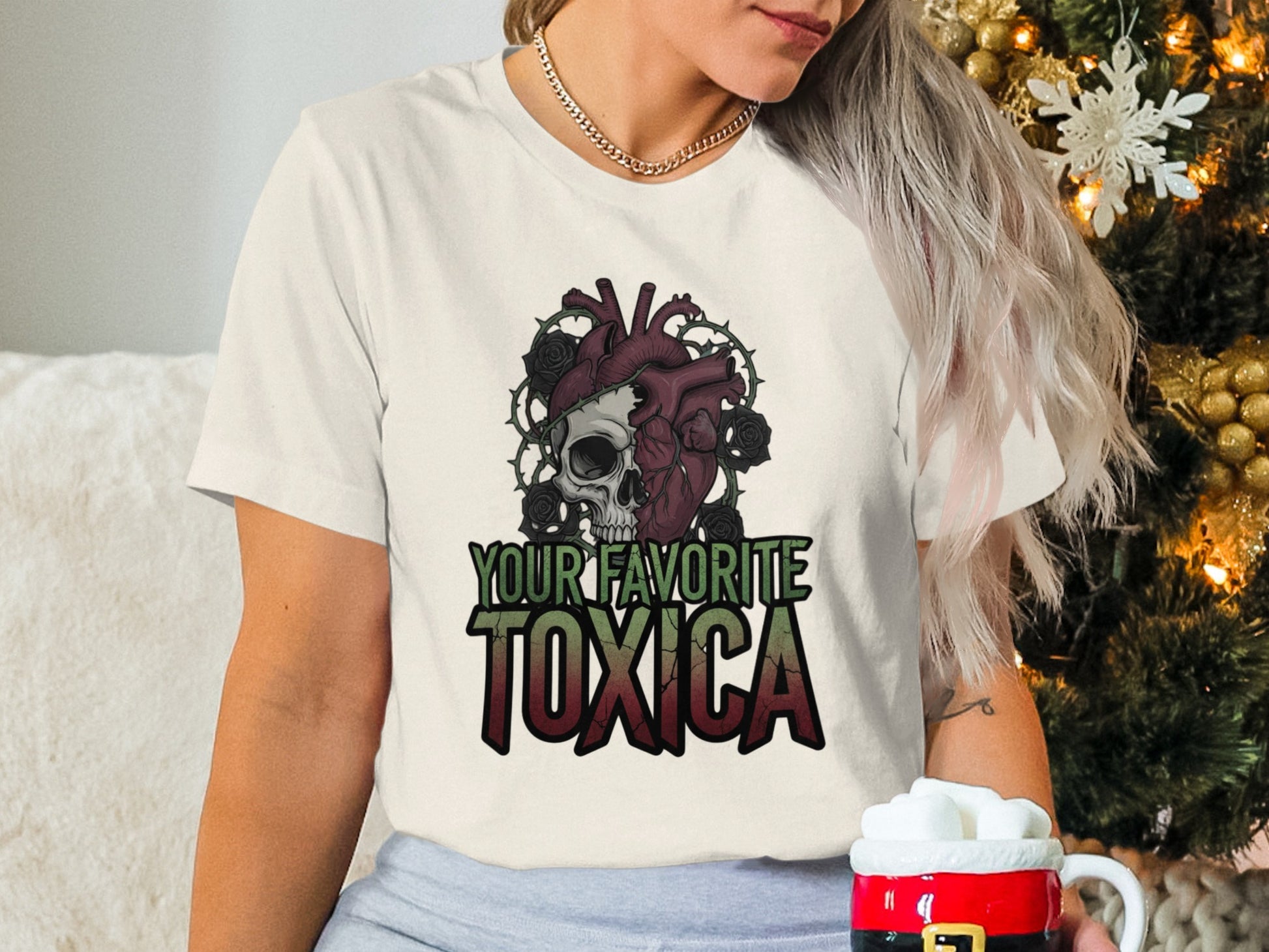 Your Favorite Toxica Skull and Heart Graphic T-Shirt