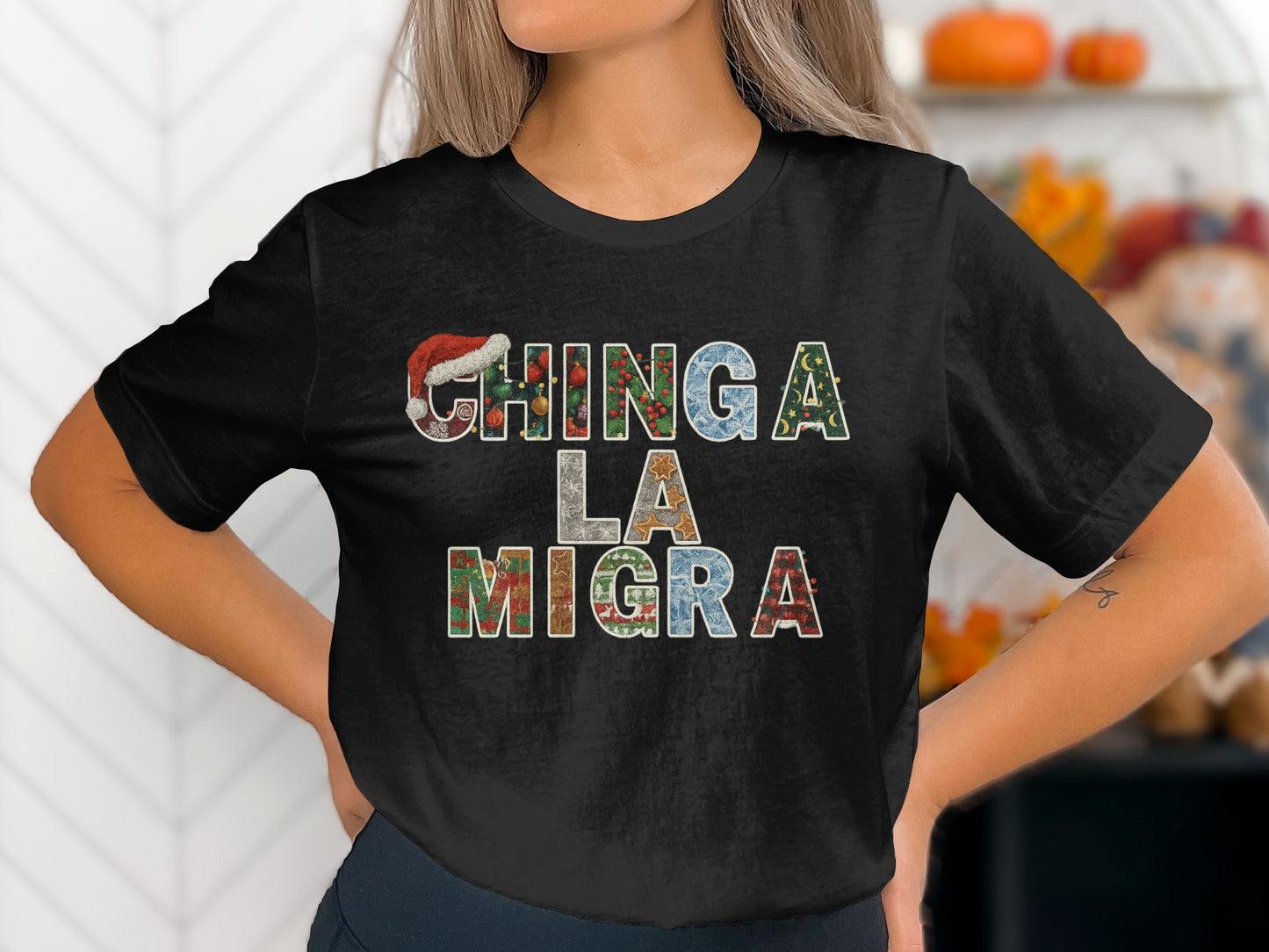 Chinga La Migra Bold Colorful Letters Statement Shirt