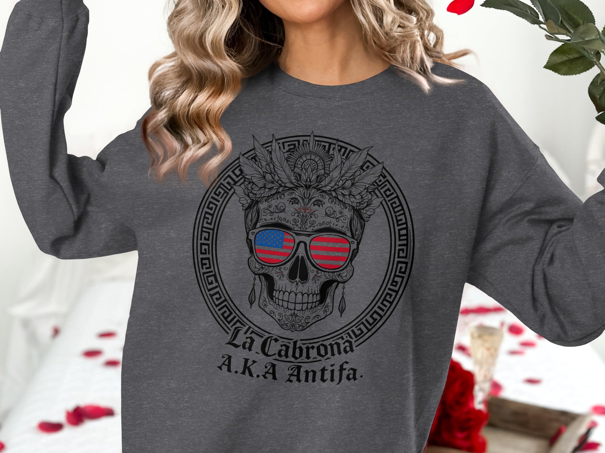 La Cabrona A.K.A Antifa Skull Design Sweatshirt