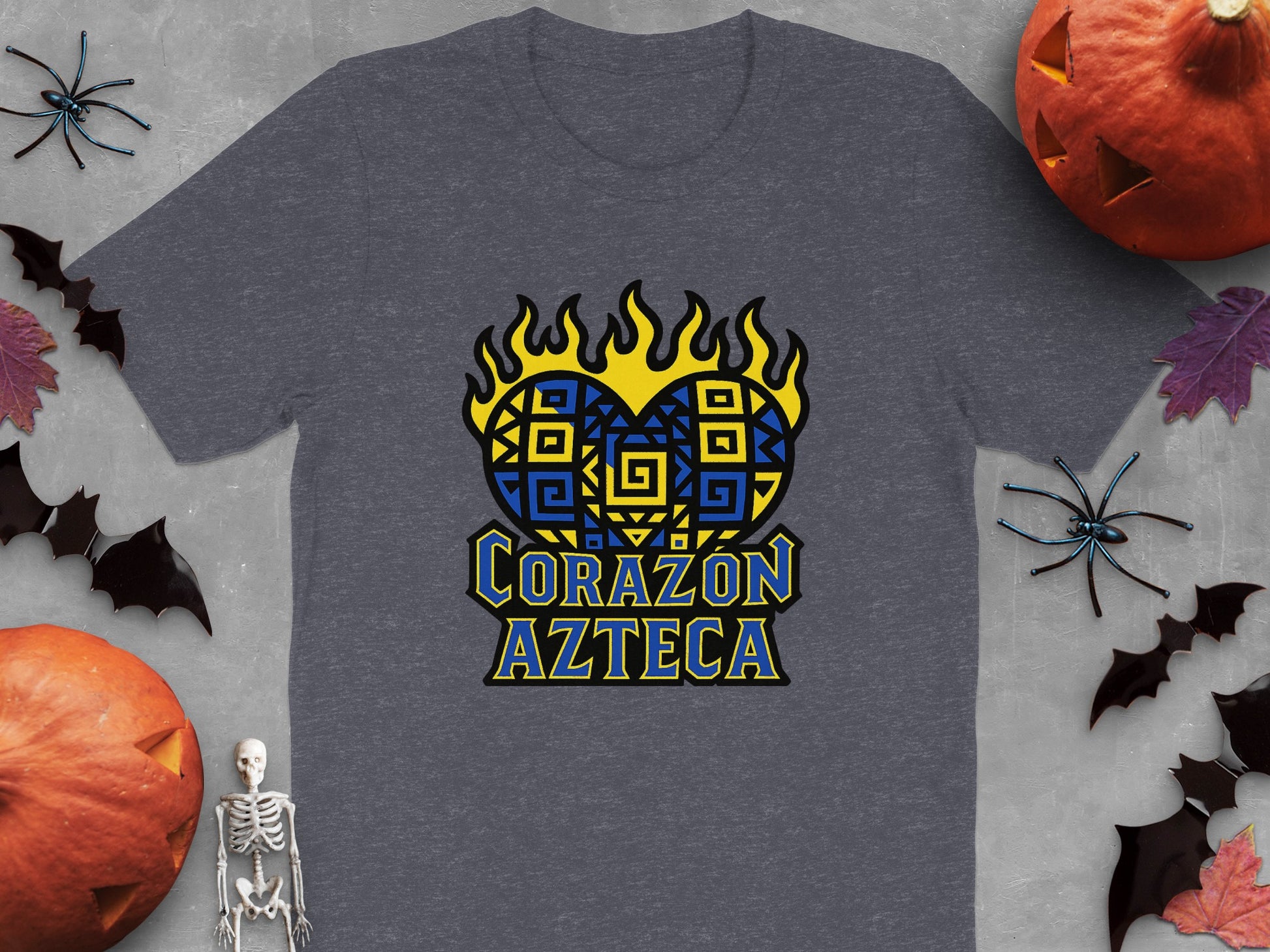 Corazón Azteca Heart with Flames Graphic T-Shirt product