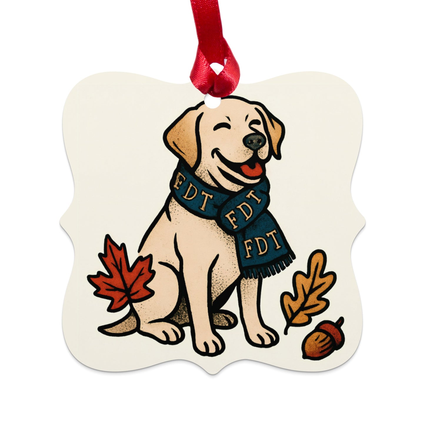 Cute Dog with Autumn Leaves Ornament product