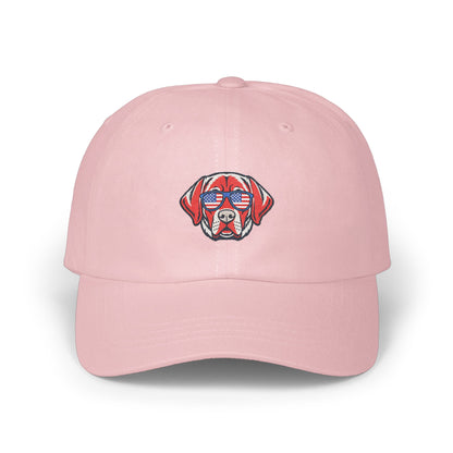 Cool Dog Wearing Sunglasses Embroidered Pink Cap product type