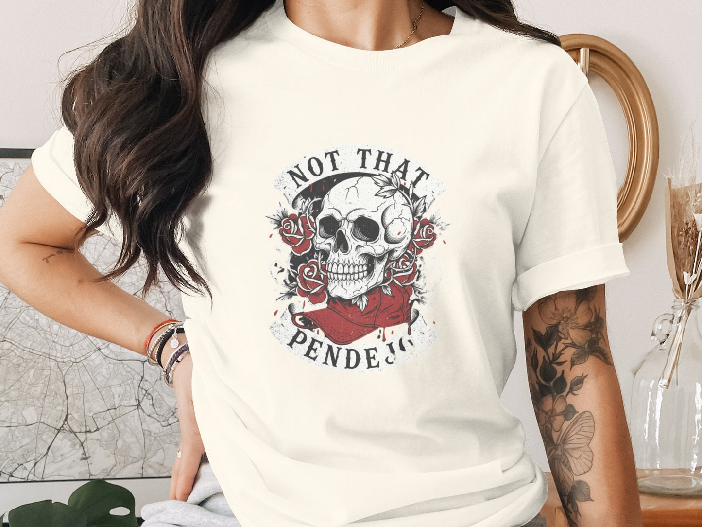 Not That Pendejo Skull Roses Graphic Design product type