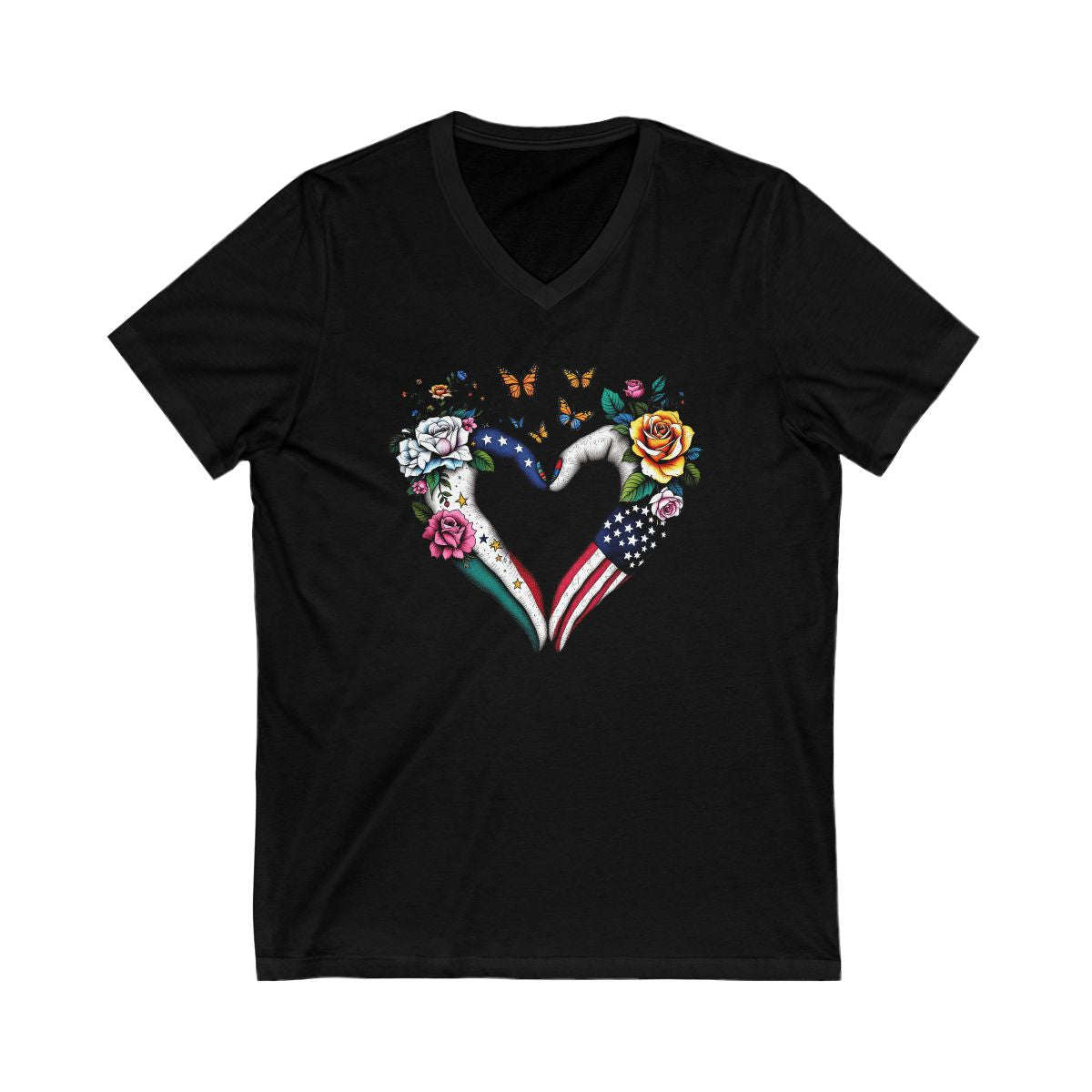 Heart Design with Butterfly and Flag Men's T-Shirt