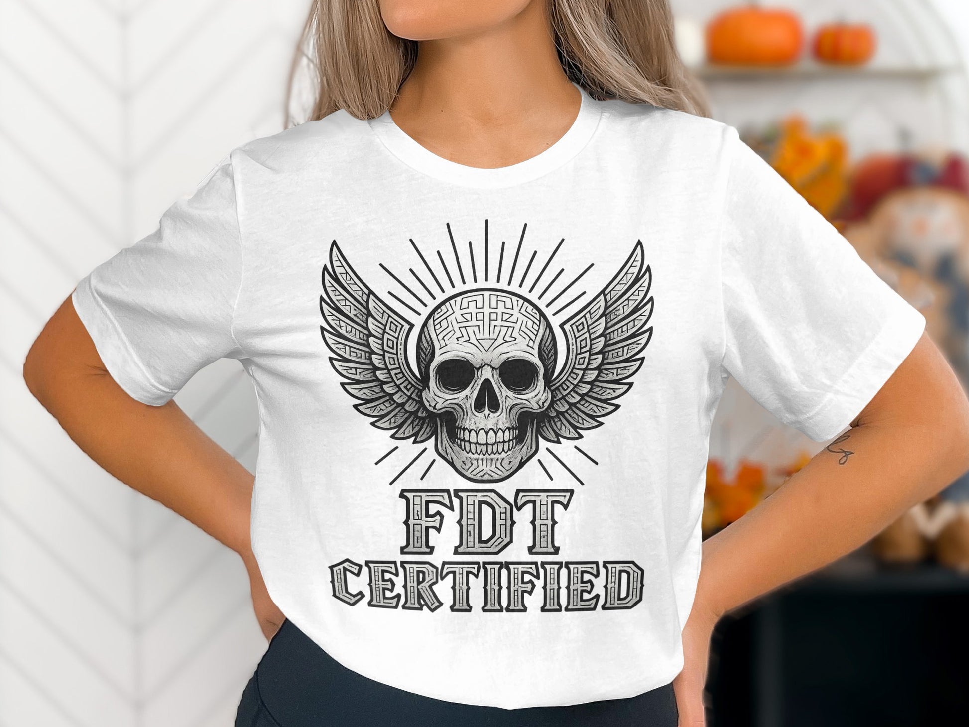 Skull with Wings Design FDT Certified T-shirt