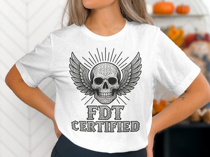 Skull with Wings Design FDT Certified T-shirt