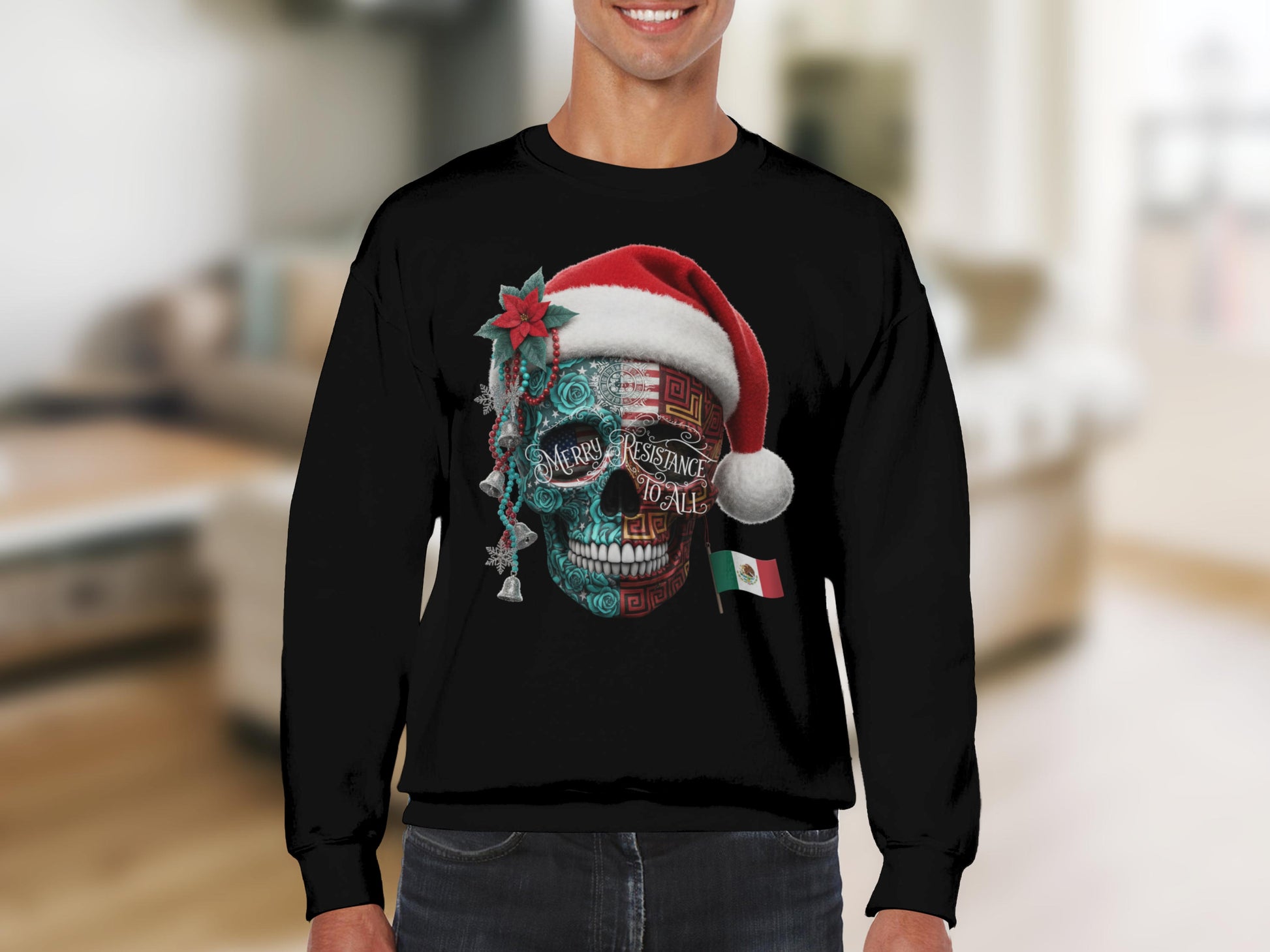 Merry Resistance To All Skull Santa Sweatshirt