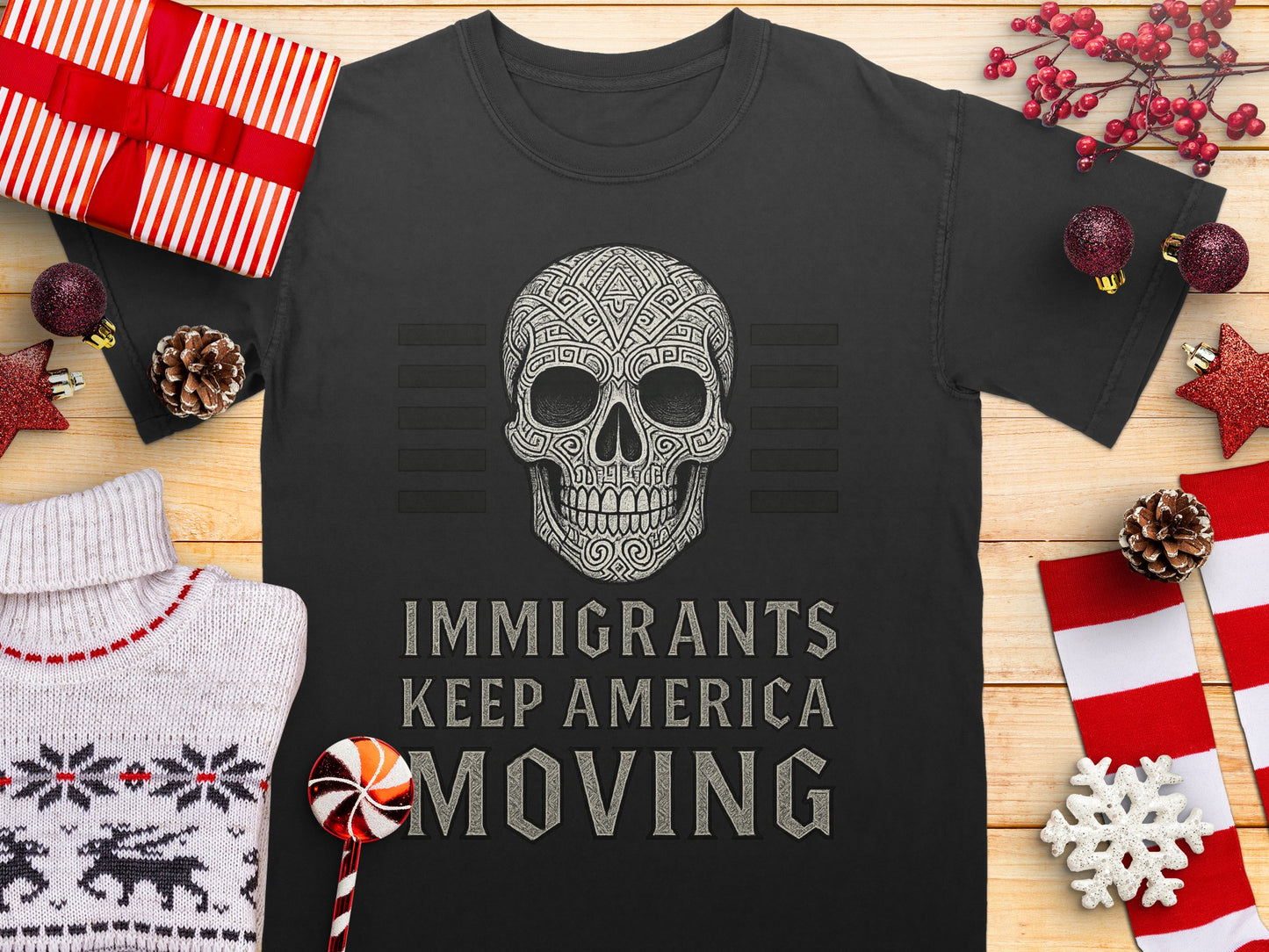 Immigrants Keep America Moving Skull Design Shirt